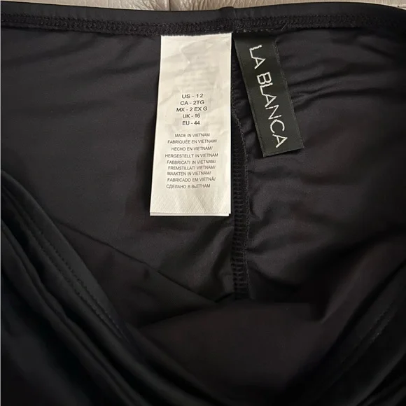 La Blanca black shirred band hipster swim bottom - Picture 5 of 5